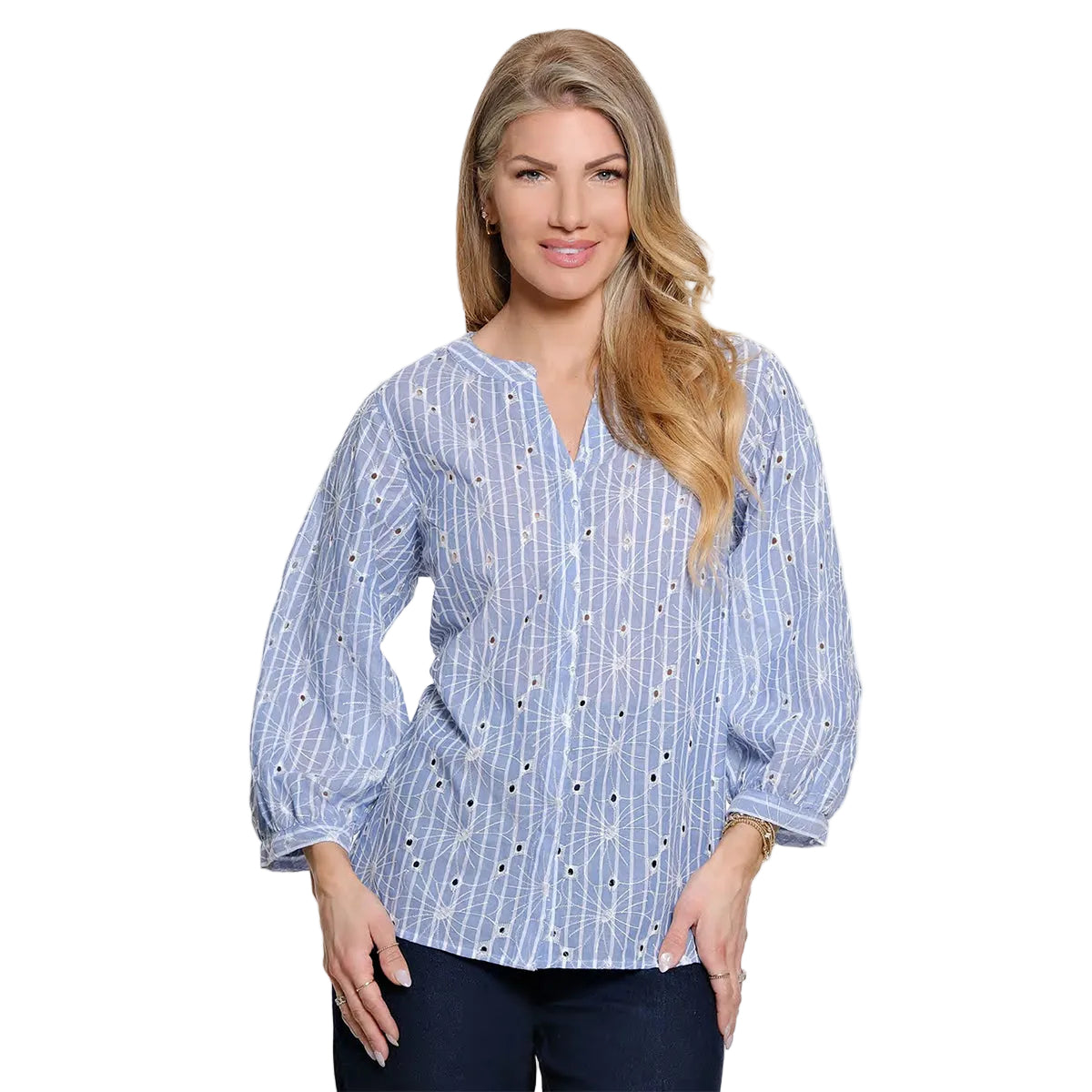 Ali Miles All Over Eyelet Embroidered Popover (A26409TM)(Breeze)