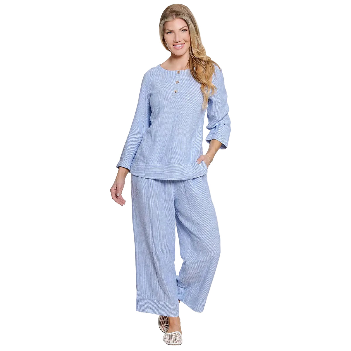 Ali Miles Woven Yarn Dye Stripe Pull-On Pant (A26431PM)(CLRBLU)