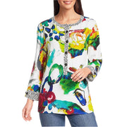Ali Miles Woven Button Front Top (A26515TM)(Multi)