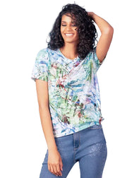Alison Sheri Crew Neck Burn-Out Short Sleeve Top (A47315)
