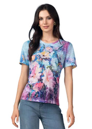 Alison Sheri Crew Neck Burn-Out Short Sleeve Top (A47412)