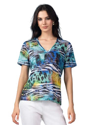 Alison Sheri V-neck Burn-Out Short Sleeve Top (A47595)