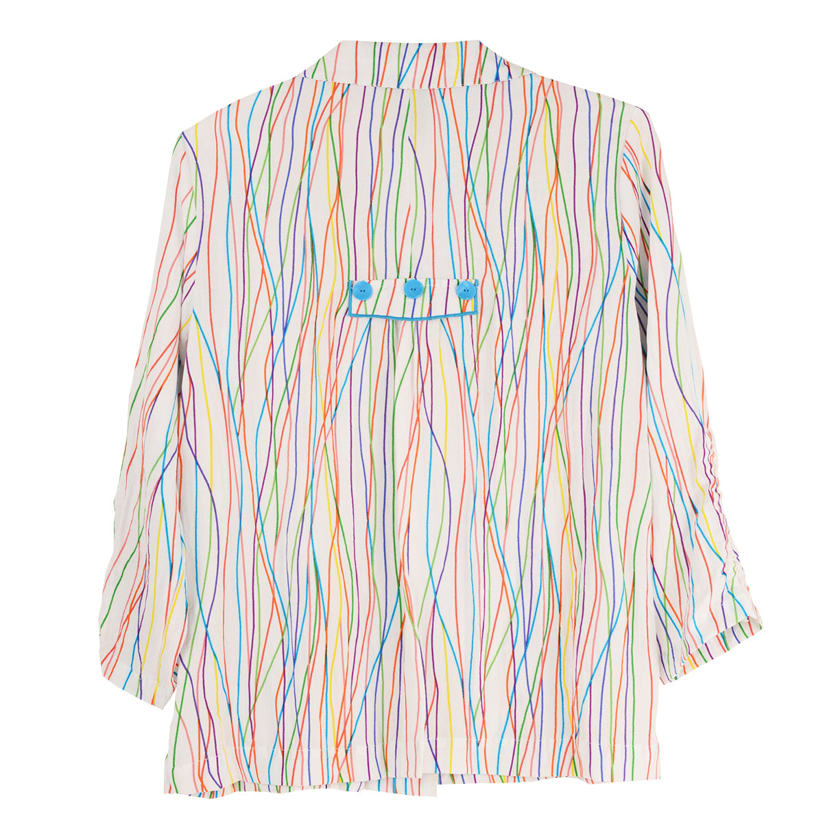 Ali Miles Woven Full  Button Front Point Collar Tunic (WHT/MULTI)