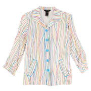 Ali Miles Woven Full  Button Front Point Collar Tunic (WHT/MULTI)