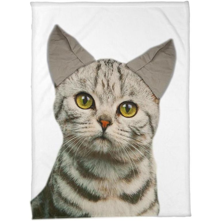 Cat Print Fleece Throw with 3D Ears (AIPTCT)