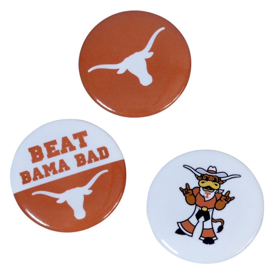 Texas Longhorn Apparel Button Pins (4 Styles) (503)