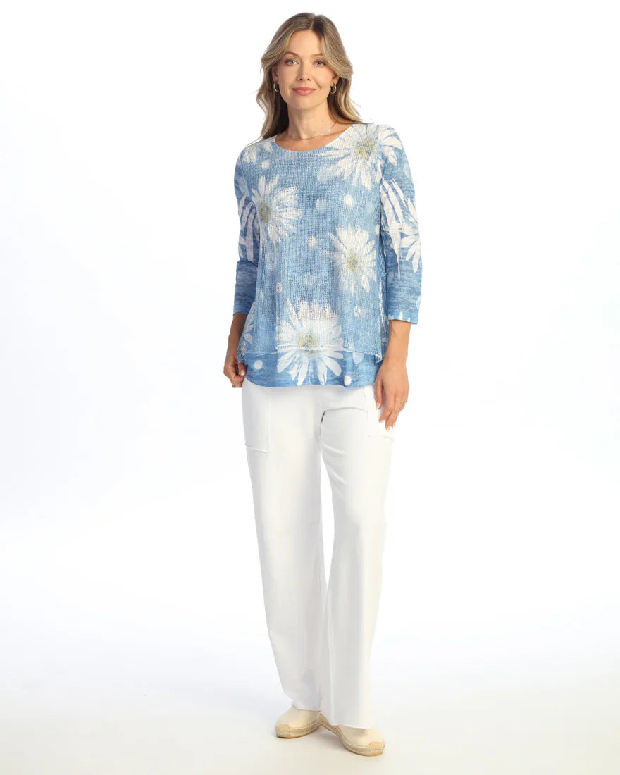 Jess & Jane Boucle Sublimated Mesh Daisy Pop Top (BC4-2216)