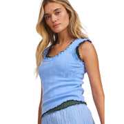 Nic & Zoe Pointelle Rib Ella Ruffle Tank  (BNZM263001) (Zephyr)