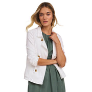 Nic & Zoe French Terry Daily Faux Double Button Jacket  (BNZM263009) (PaperWhite )