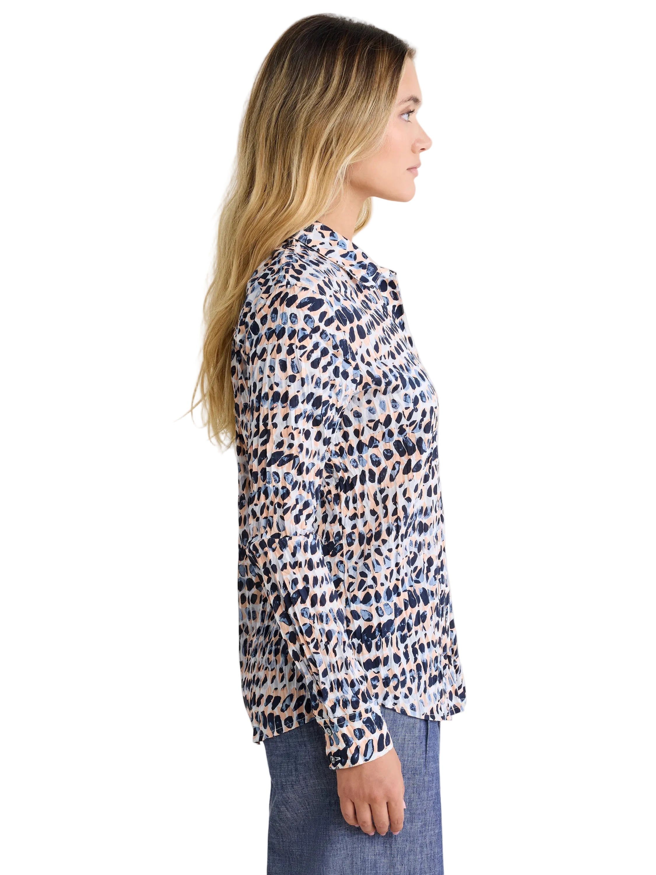NZ by Nic & Zoe Spotted Core Cotton Shirt (BNZM263615)(Indigo Multi)