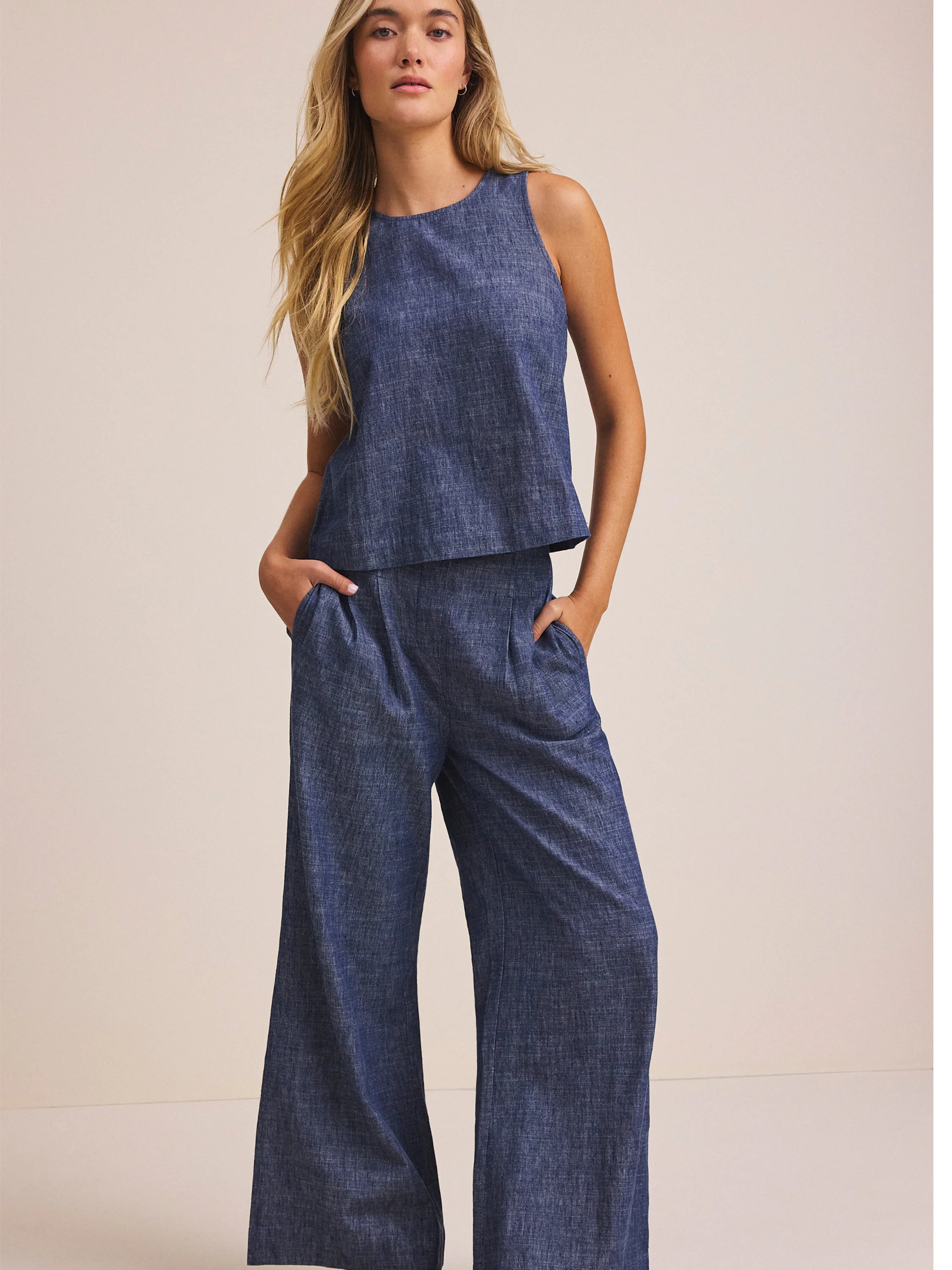 NZ by NIC+ZOE Chambray Mix Stevie Tank (BNZM263619)