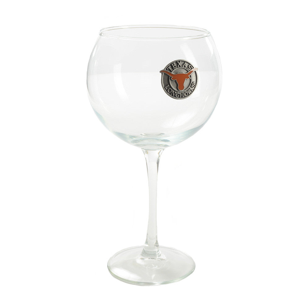 19 oz. Red Wine Glass with Beautiful Pewter UT Longhorn Emblem