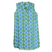 APNY Sleeveless 1/2 Placket Button Up Dress (BLU/GRN)