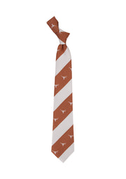 Texas Longhorn Woven Texas Geo Stripe Stripe Longhorn Logo Tie (6917)(Burnt Orange/White)