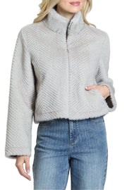 APNY Zig Zag Textured Zip-up Jacket  (C144A) (Silver Taupe)