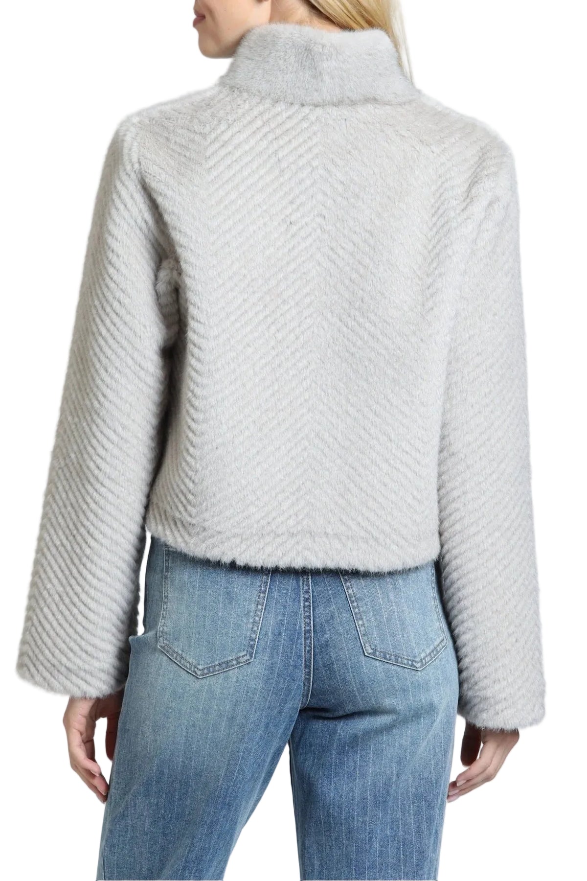 APNY Zig Zag Textured Zip-up Jacket  (C144A) (Silver Taupe)