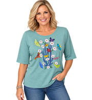 Sabaku Transformations  Elbow Sleeve Tee (447HBAebt) (Heather Blue Agave)