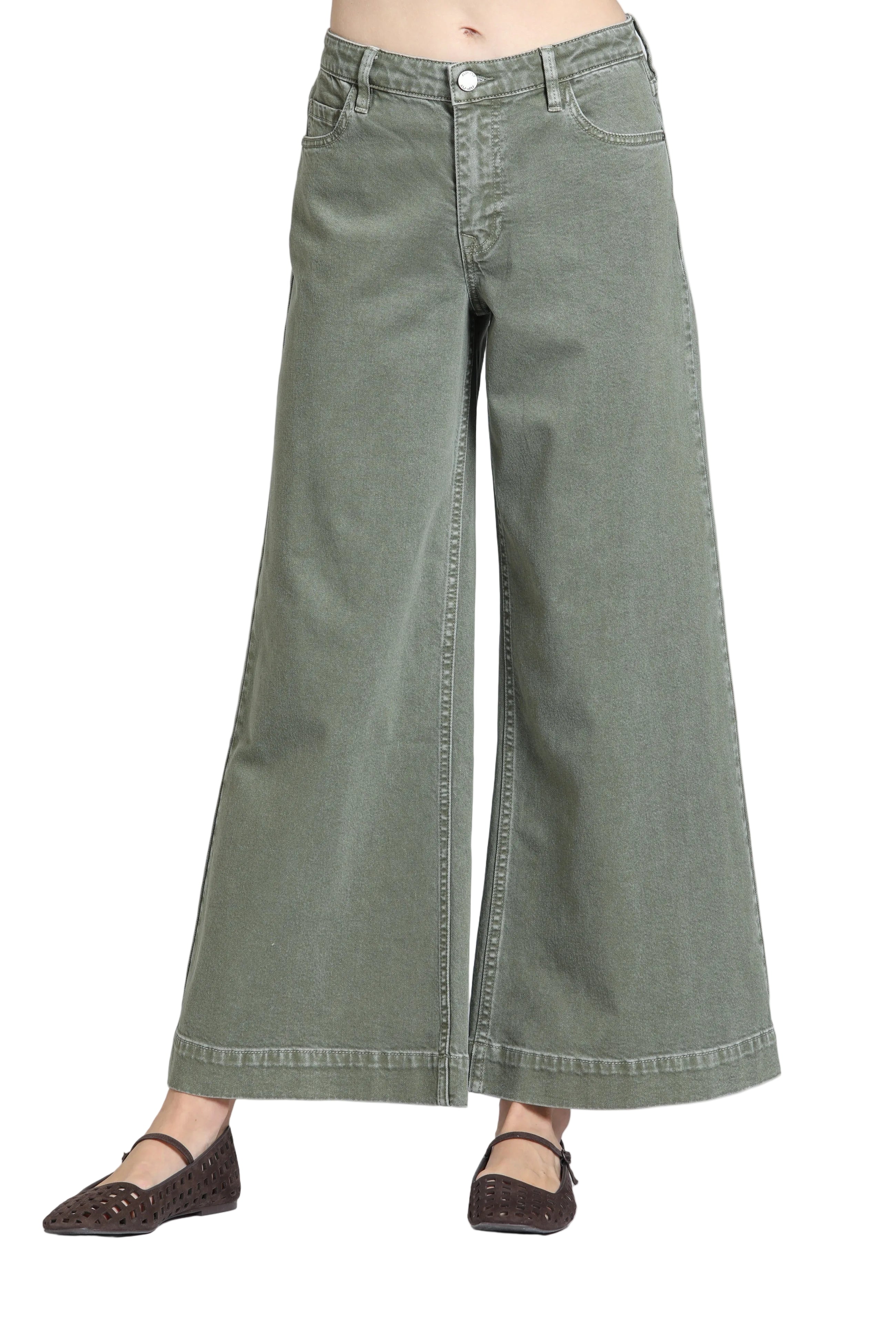 APNY Godet Wide Leg Jean (C198) (Olive)