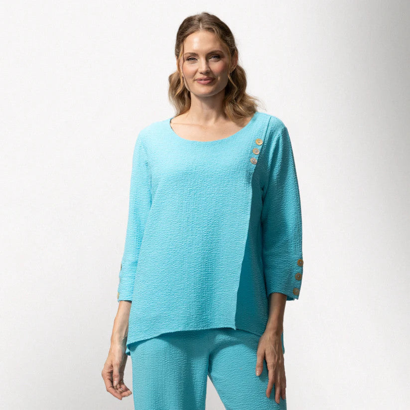 Toofan Double Layer 3 Button Detail Aqua Tunic