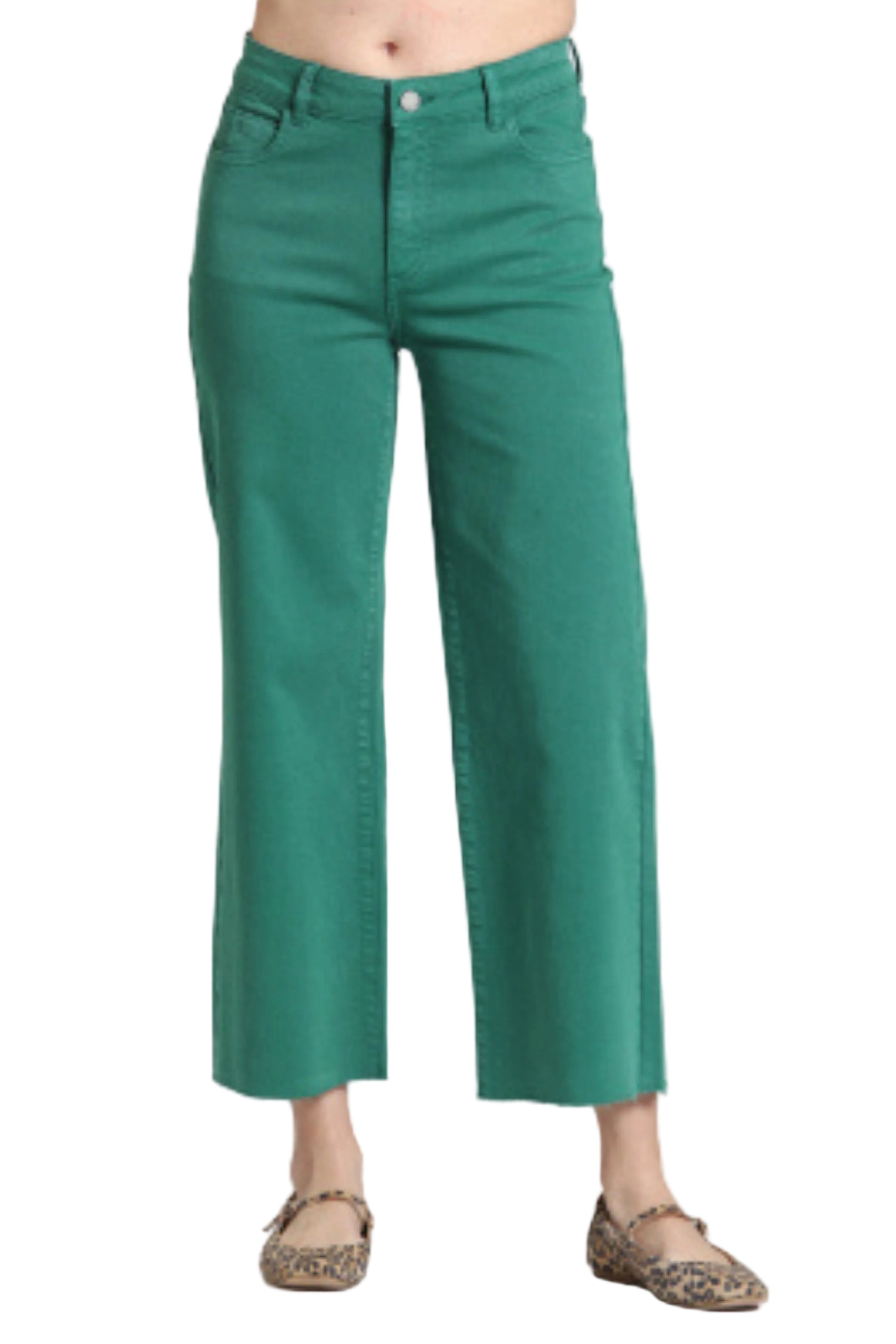APNY Wide Leg Crop Jeans (C67B) (Emerald Green )