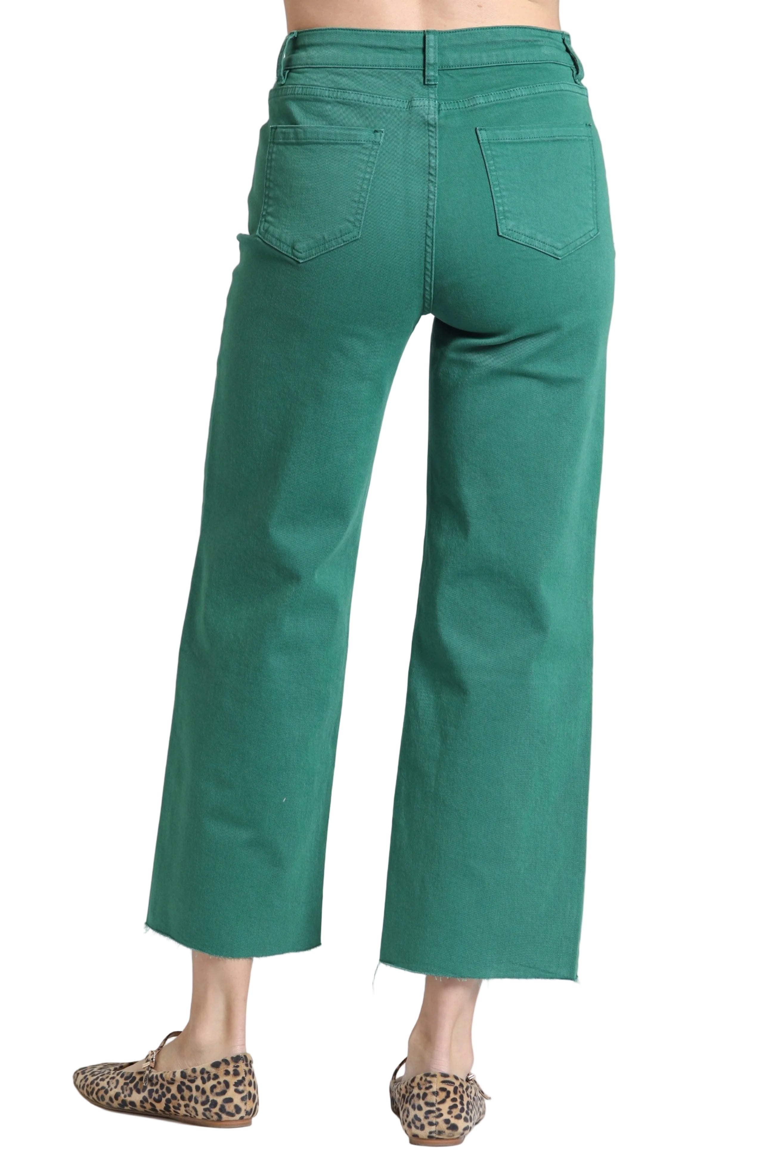 APNY Wide Leg Crop Jeans (C67B) (Emerald Green )
