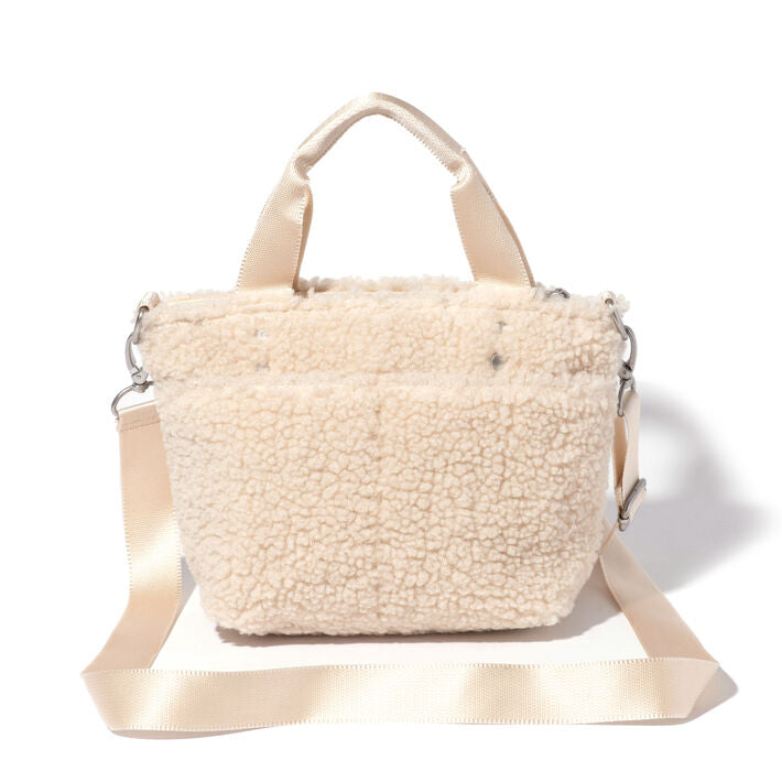 Baggallini Light Beige Faux Shearling Mini Carryall Tote
