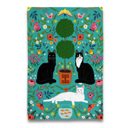 Naked Decor Cat Trio with Topiary & Florals Tea Towel