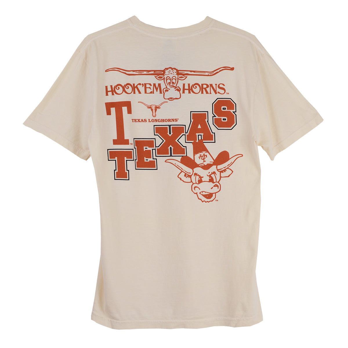 Texas Longhorn Retro Brand Unisex Vintage Bevo Tee (Ivory)(CC1717)