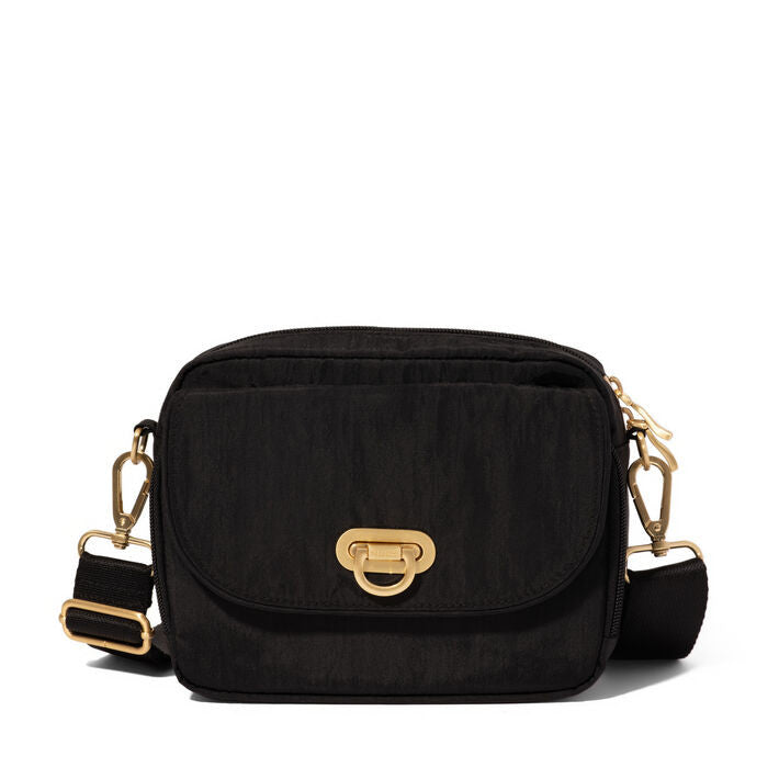 Baggallini Coastal Flip Lock Camera Crossbody Bag (BLK/GLD)