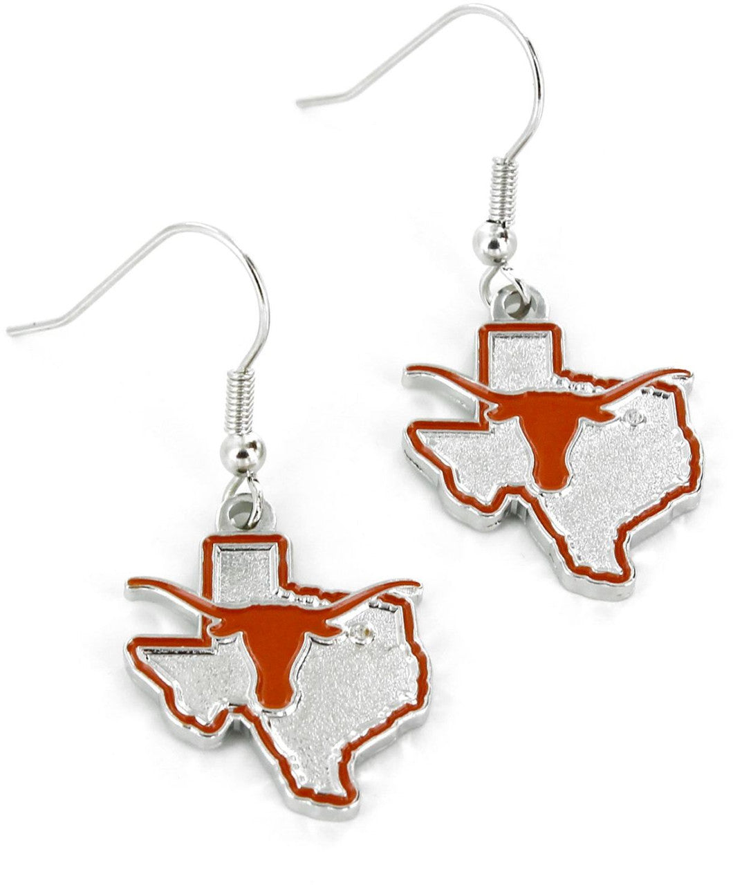 Texas Longhorn State & Logo Design Dangle Earrings