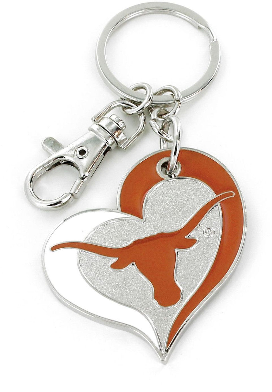 Texas Longhorn Swirl Heart Logo Keychain