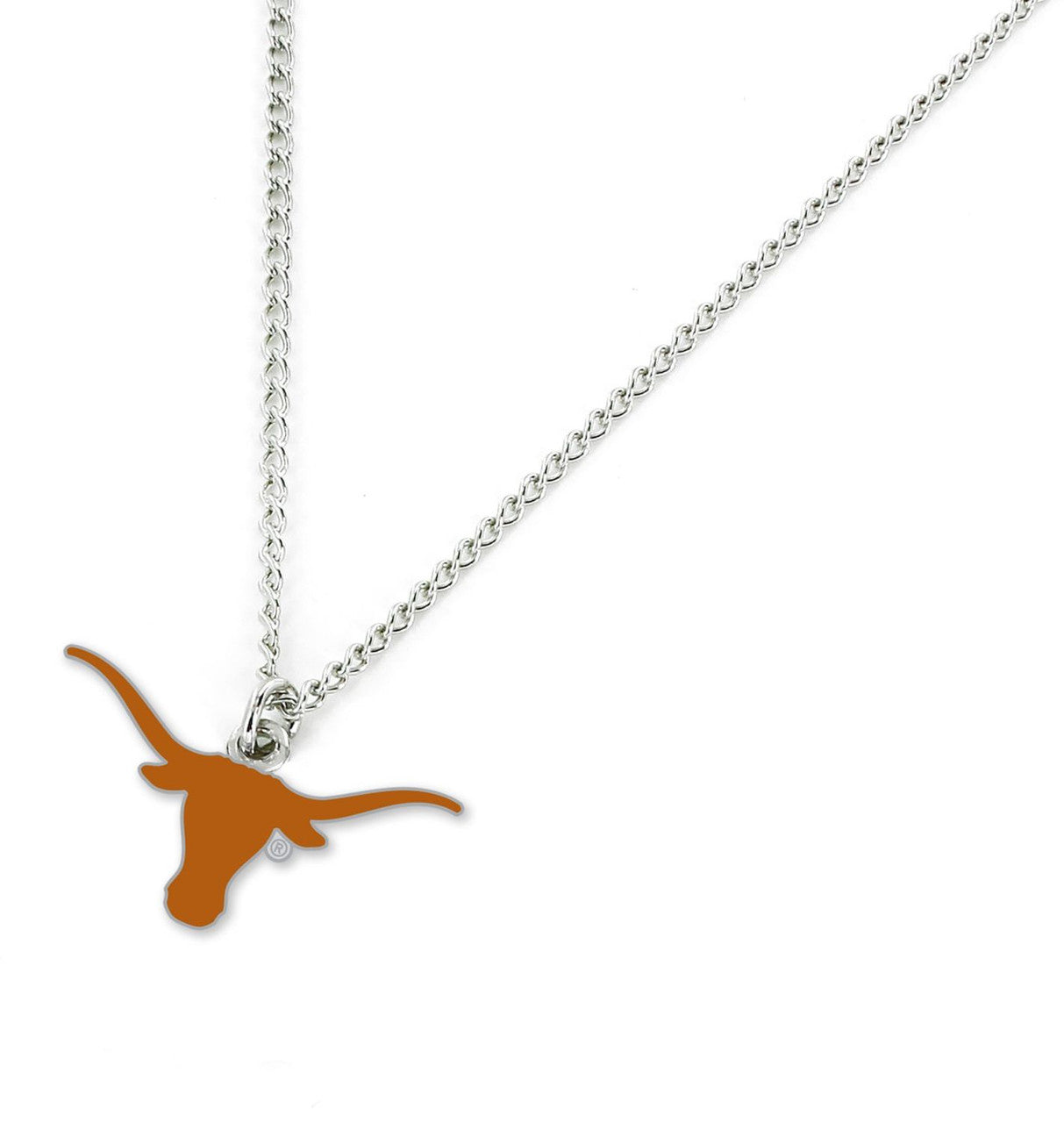Texas Longhorn Aminco Enamel Logo Pendant Necklace (ORNG/SLV)