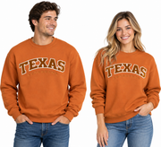 Texas Longhorn Unisex Power blend Fleece Single Texas Appliqued Texas  Logo Crew (CS1220475-625)