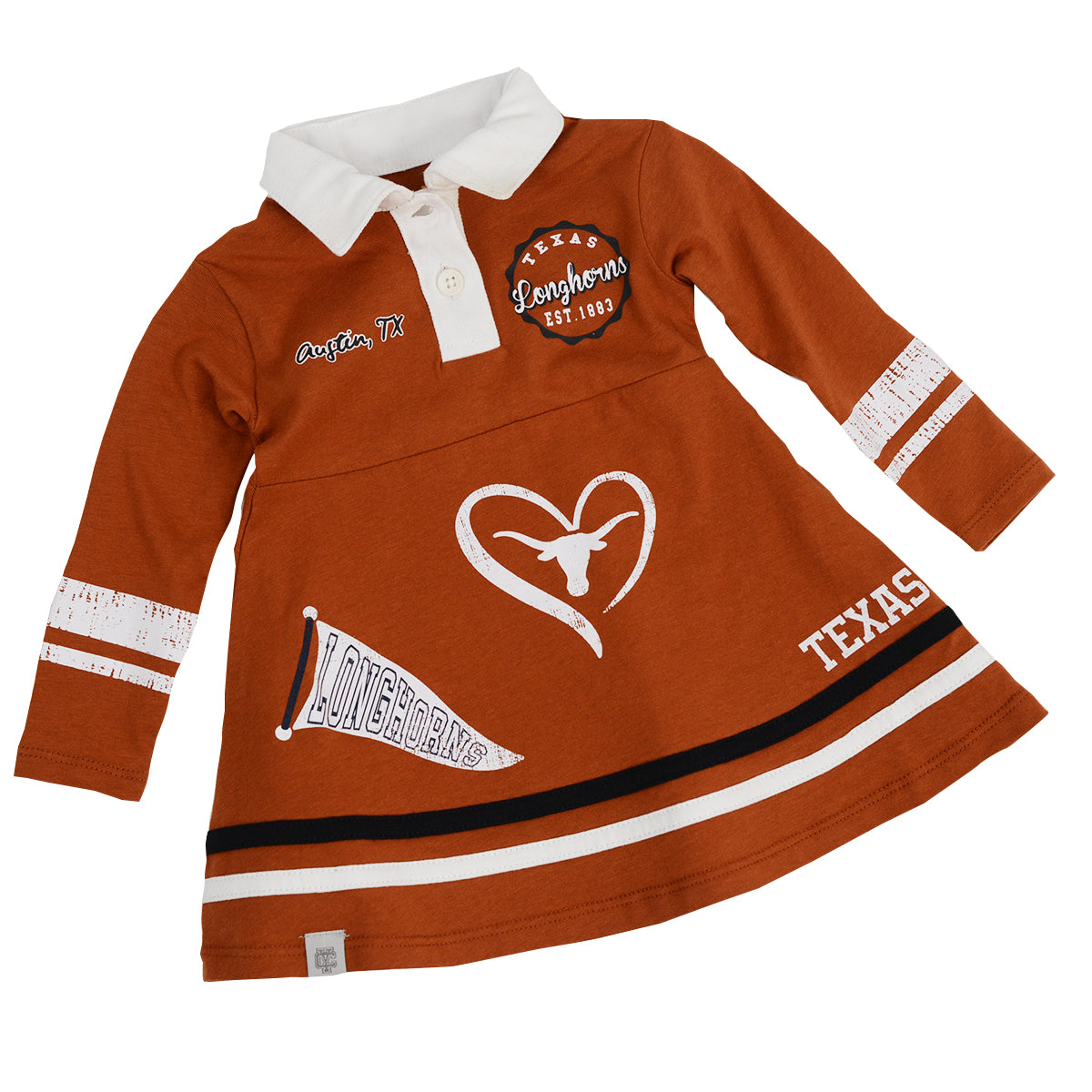 Texas Longhorn Colosseum Infant Homecoming Cheer Dress (BO/WHT)