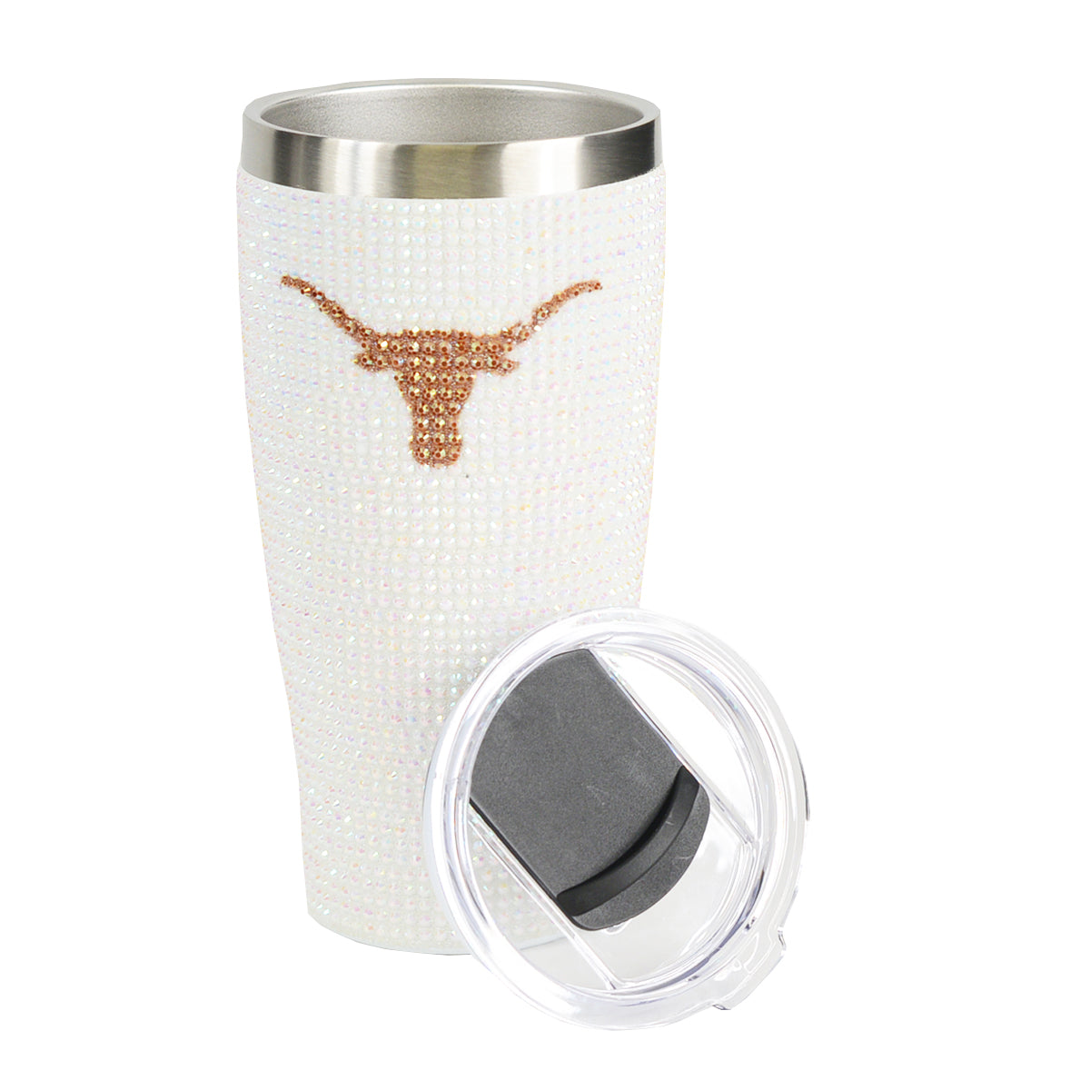 Memory Company Texas Longhorn White Bling Travel Tumbler (Col-Tex-3138)(White)