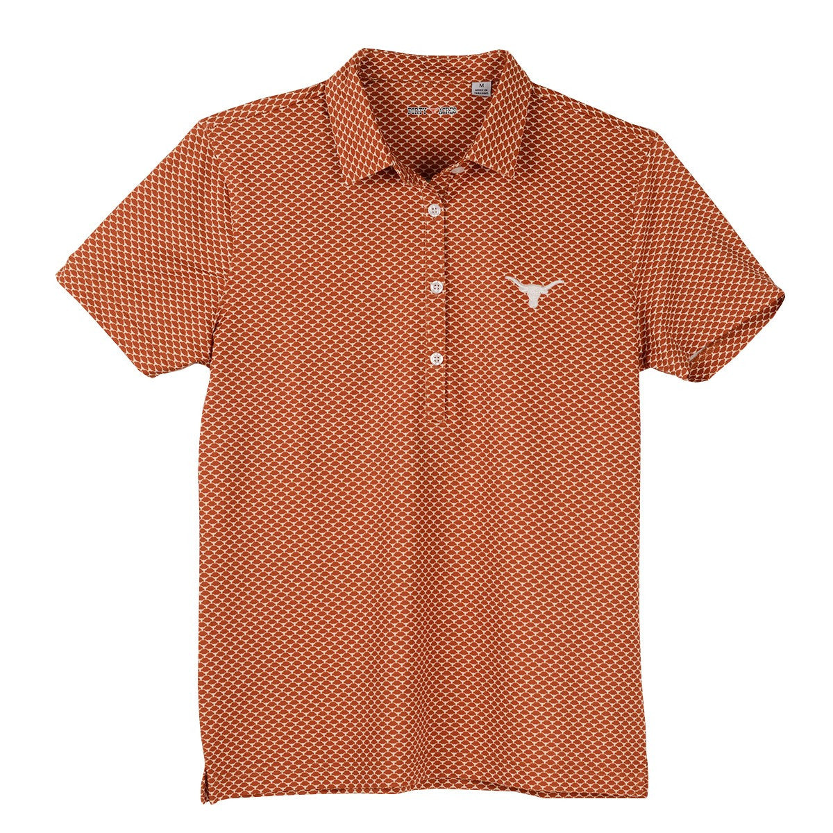 Texas Longhorn 40 Acres Ladies Steerhead All Over Logo Polo - Burnt orange