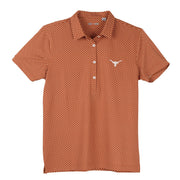 Texas Longhorn 40 Acres Ladies Steerhead All Over Logo Polo - Burnt orange