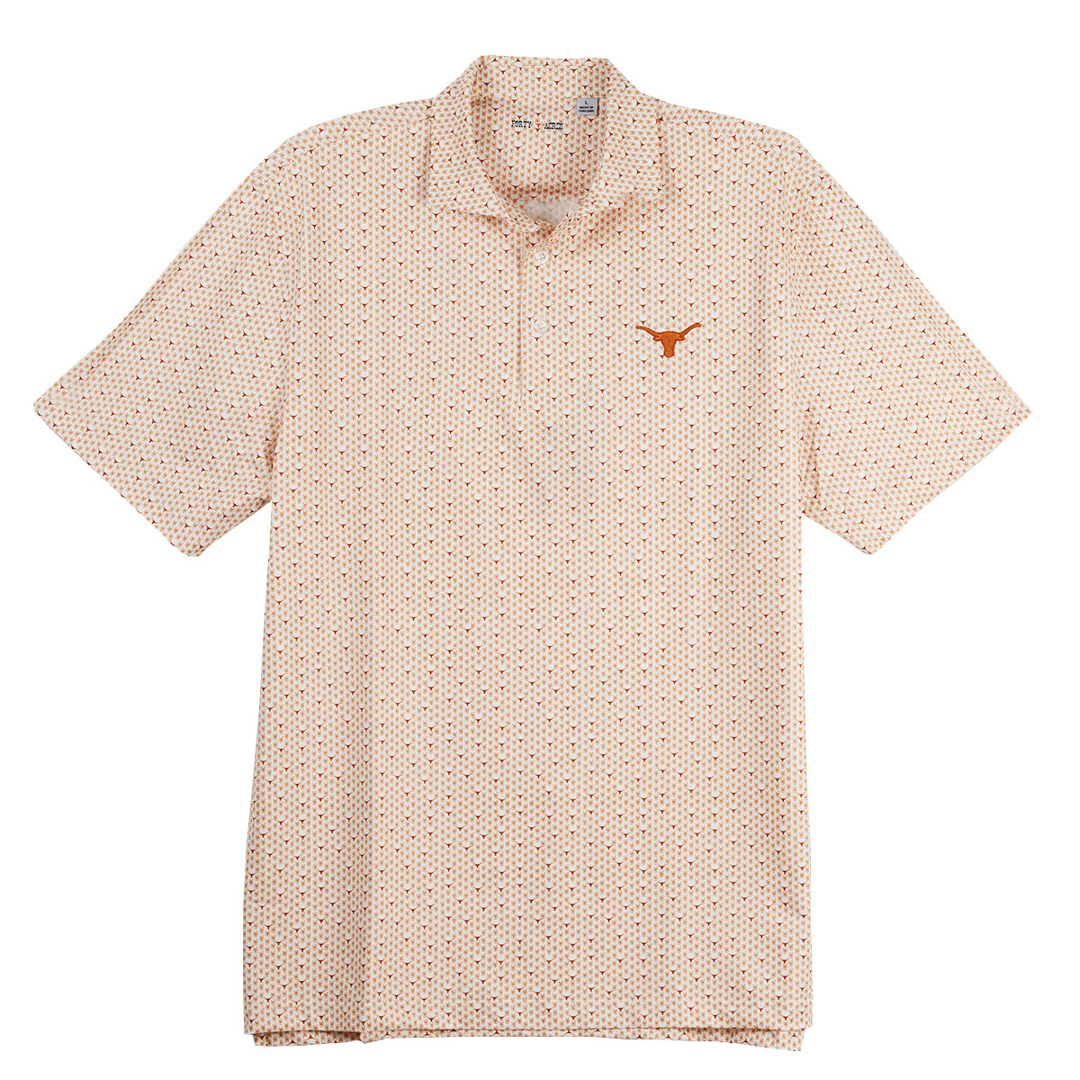 Texas Longhorns 40 Acres Texas Spelled Stripe Polo (WHT/BO)
