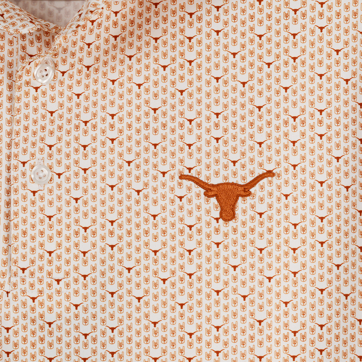 Texas Longhorns 40 Acres Texas Spelled Stripe Polo (WHT/BO)