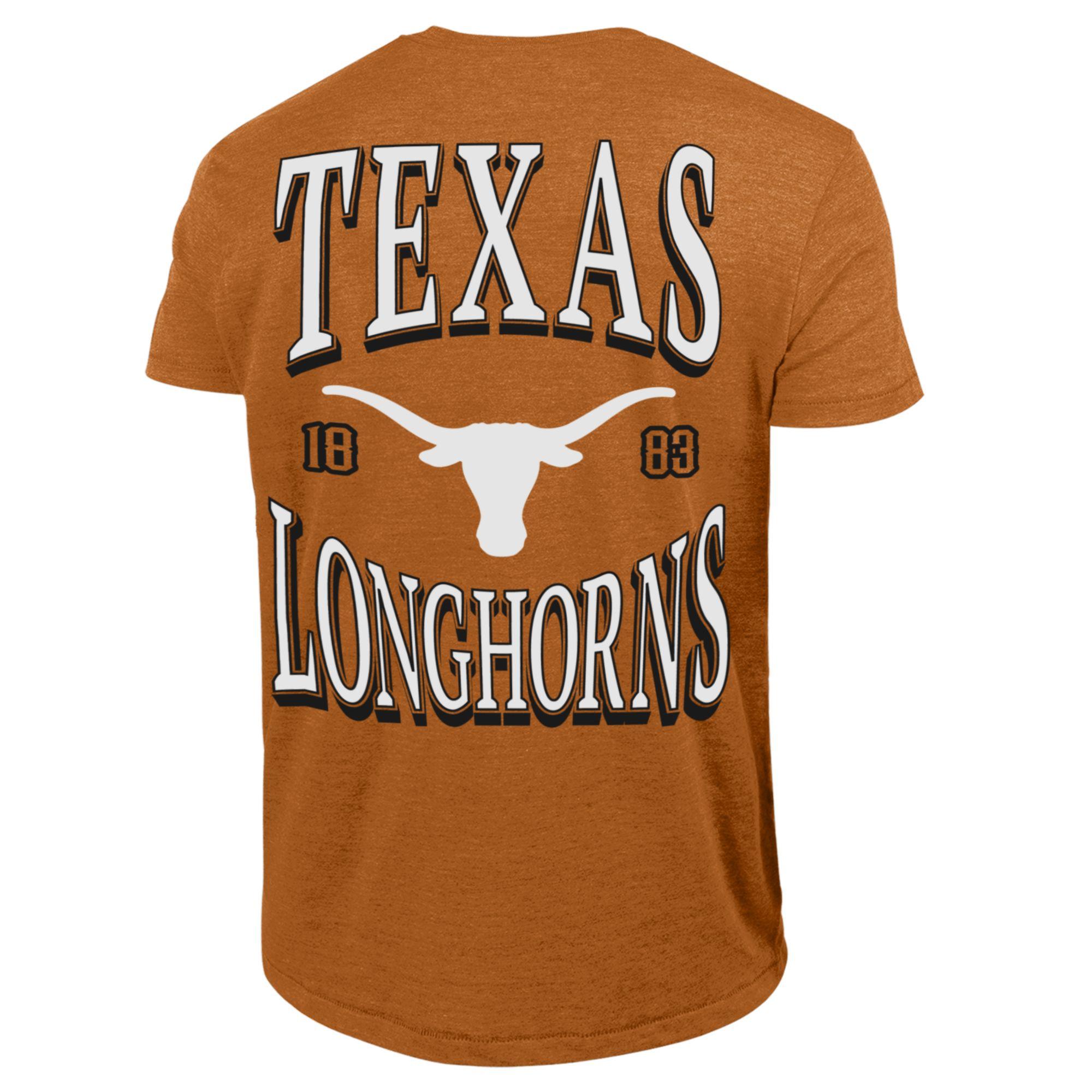 Texas Longhorn Tri Blend Arch Texas and Longhorns Full Back Imprint Established 1883 Tee (CT1060475)(Burnt Orange)