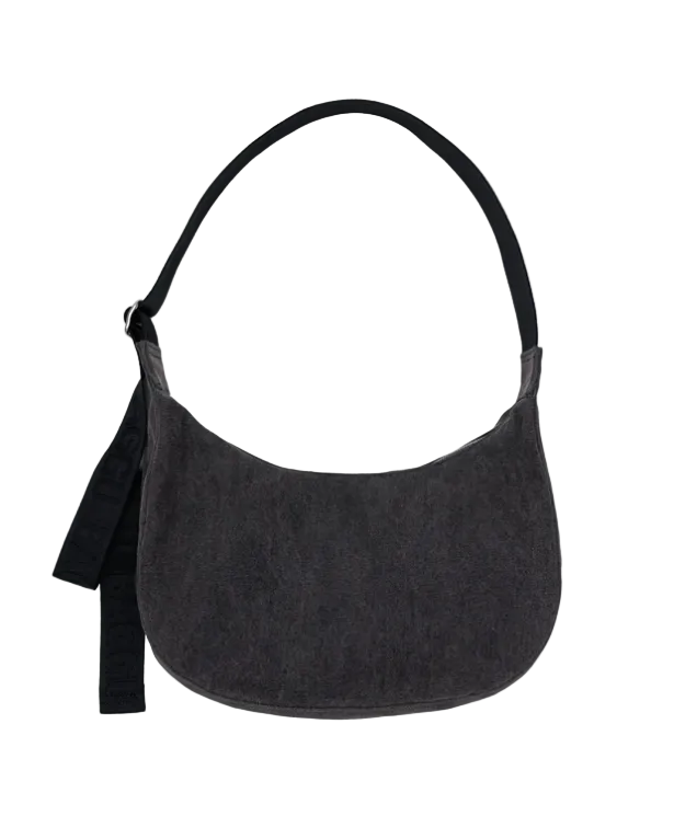 Baggu Medium Denim Crescent Bag - Washed Black Denim