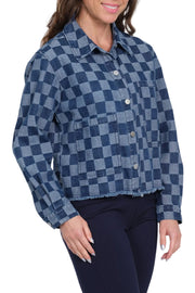 Lior Snow Wash Jean Jacket (CASSIDY-3-AR) (Checked Board Denim)