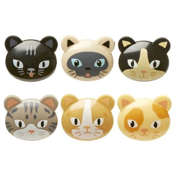 Kikkerland Cat Bag Clips Set of 6