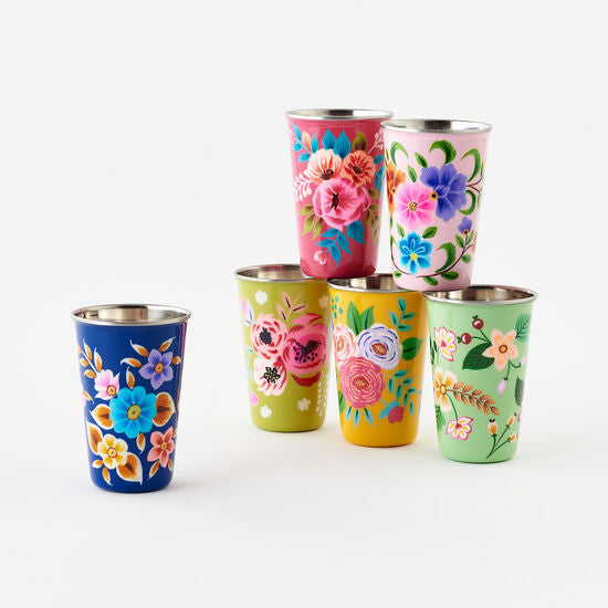 Festive Hand Painted Floral Cup (6 Colors) (IN0273)