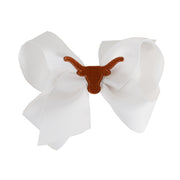 Texas Longhorn Wee Ones  Solid White Grosgrain Ribbon With Logo (DC1311)(White)