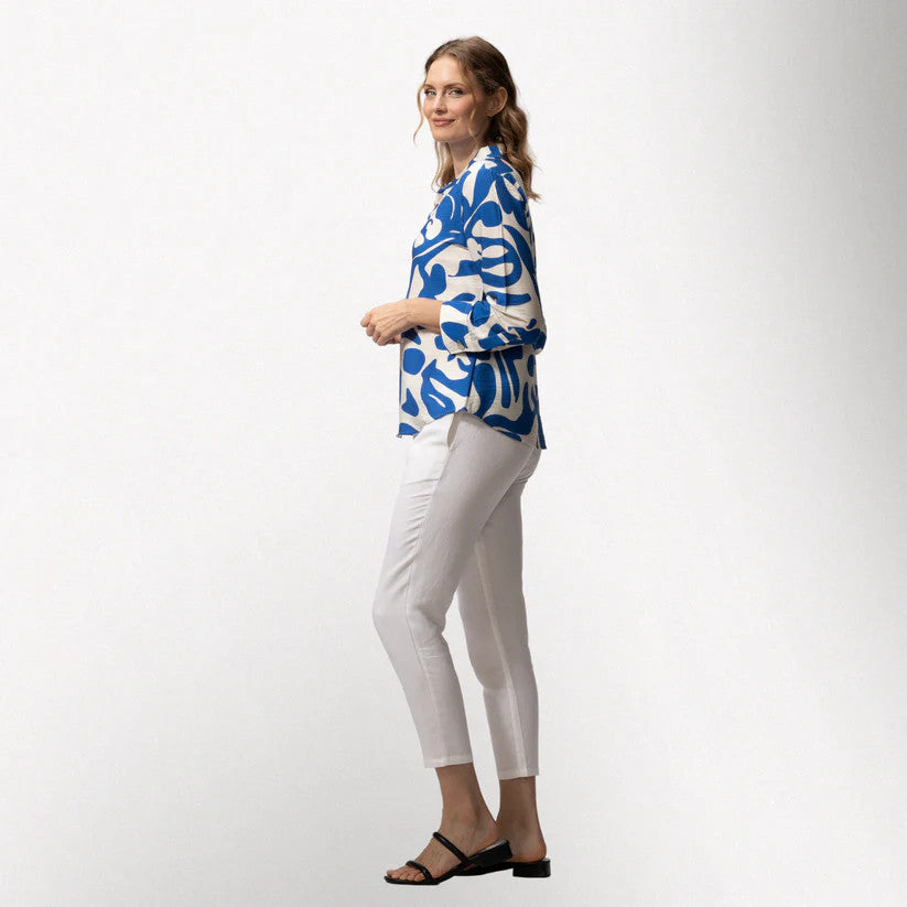 Toofan Blue Abstract Print Button Front Shirt