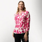 Toofan Fuchsia Abstract Print Button Front Shirt