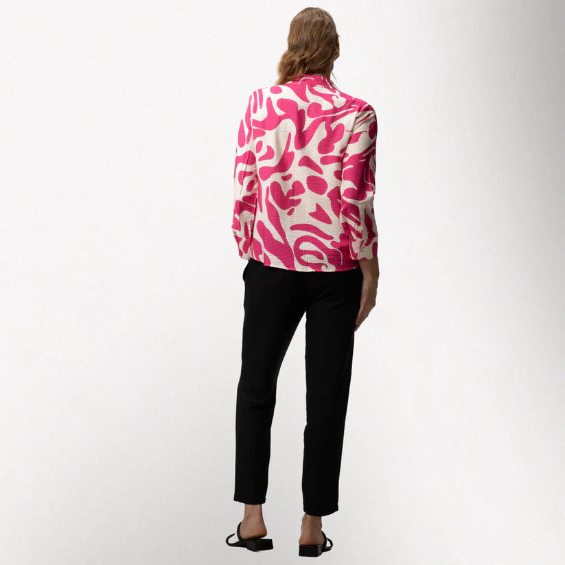 Toofan Fuchsia Abstract Print Button Front Shirt