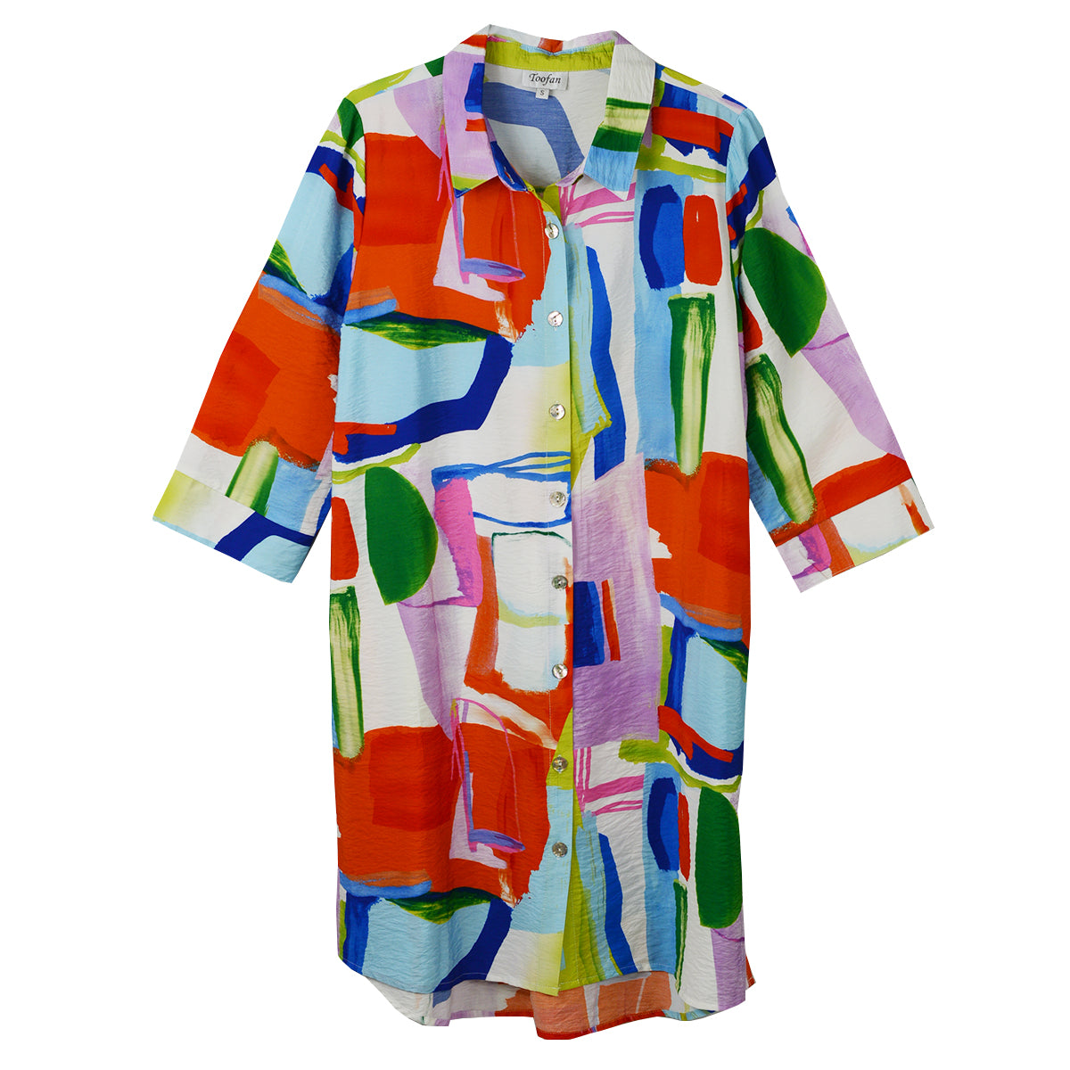 Toofan Button Front Abstract Print Dress(DP-92-42)(Multi Print)