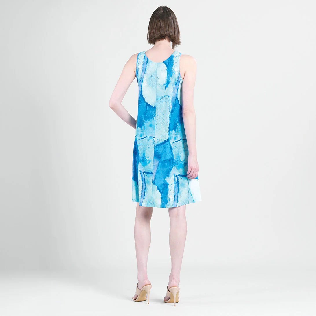 Clara Sun Woo Graphic  Abstract  Print Sleeveless Swing Dress(DR522P17)